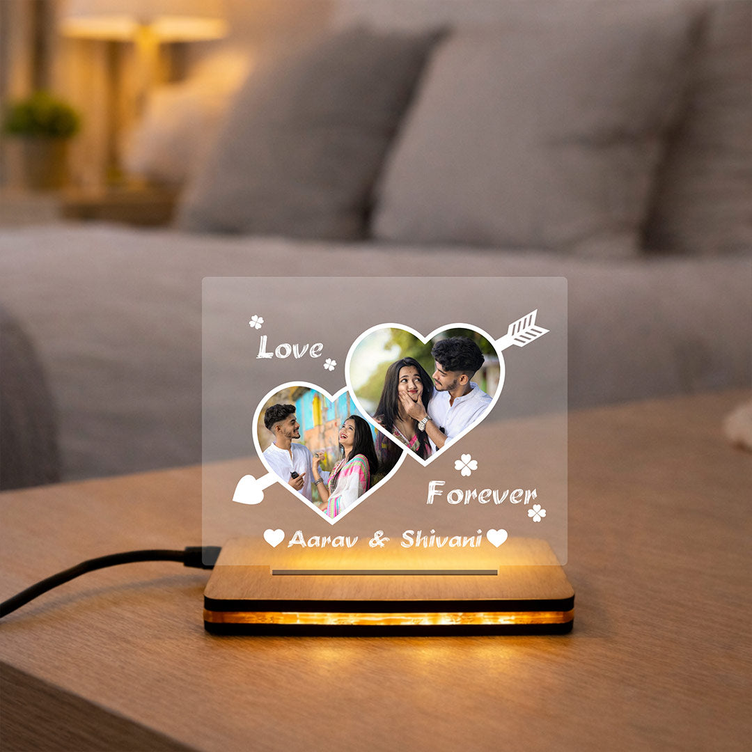 Personalized Couple Photo LED Acrylic Lamp | Custom Photo & Name Night Lamp | 7.5 x 6 Inch | Love Craft Gifts™