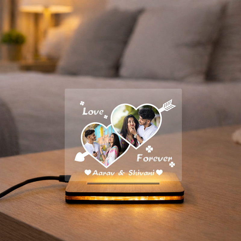 Personalized Couple Photo LED Acrylic Lamp | Custom Photo & Name Night Lamp | 7.5 x 6 Inch | Love Craft Gifts™