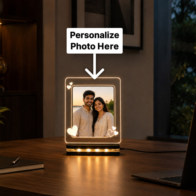 Personalized Couple Photo LED Lamp 6x8" | Romantic Heart Frame Design | Love Craft Gifts™