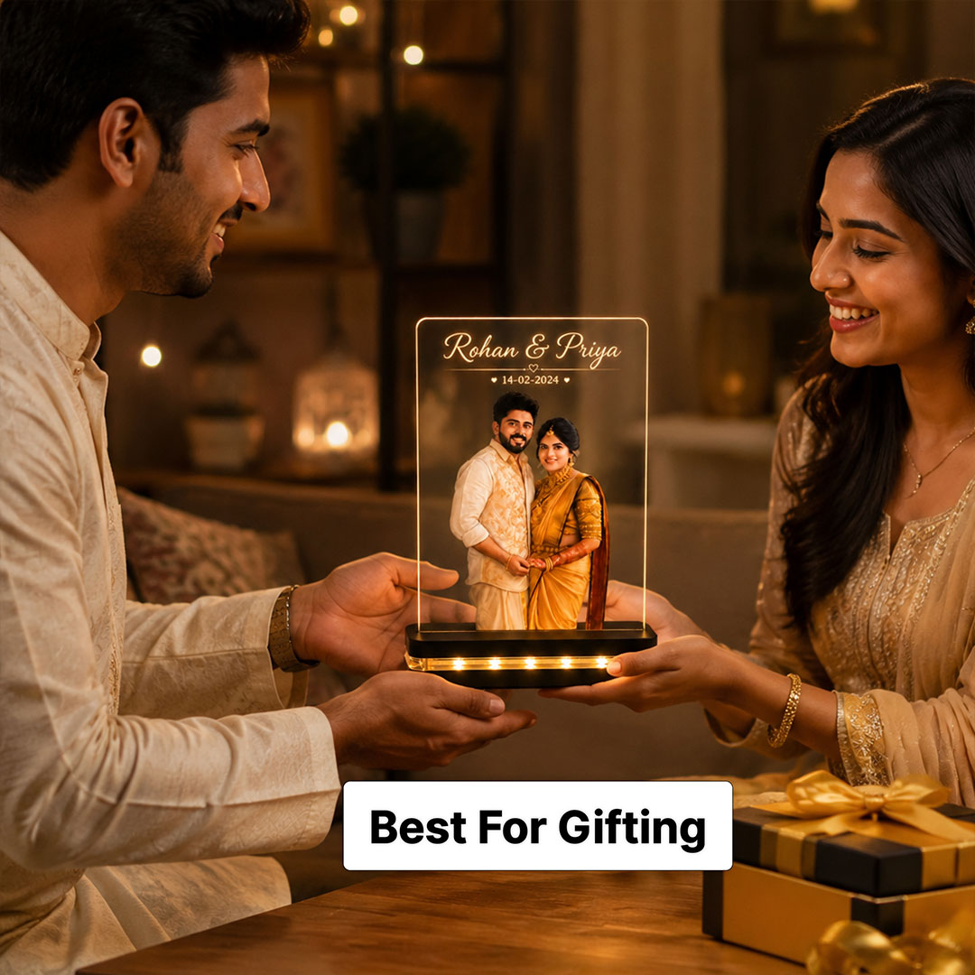 Personalized Couple Photo Lamp 6x8" | Custom Names & Special Date LED Acrylic Gift for Couples | Love Craft Gifts™