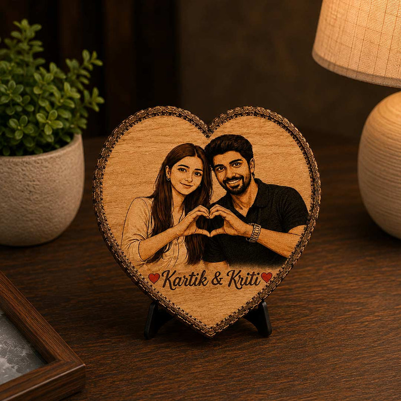 Personalized Couple Photo Wooden Wall Décor Rustic Heart Plaque | Love Craft Gifts™