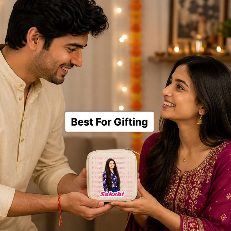Personalized Custom Photo Jewellery Travel Organizer | Rakhi Special Gift for Women & Girls | Love Craft Gifts™