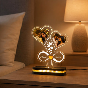 Personalized Double Heart Couple Photo LED Lamp 6x8" | Custom Photos & Names | Love Craft Gifts™