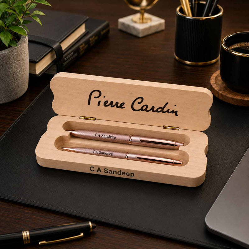 Personalized Pierre Cardin Wooden Pen Gift Set | Custom Name Engraved Executive Gift | Love Craft Gifts™