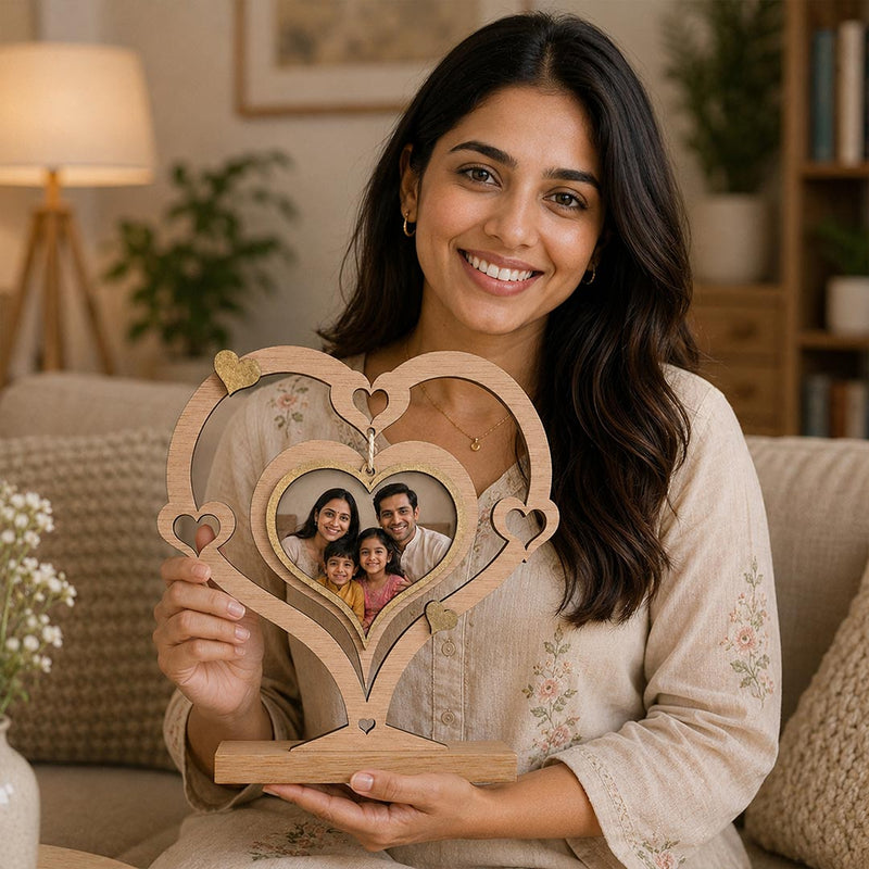 Personalized Family Picture Heart Stand | Unique Keepsake Gift for Parents
