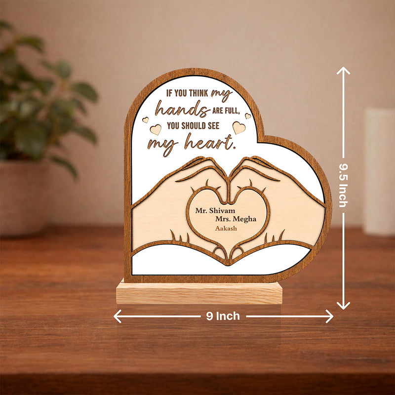 Personalized Family Wooden Table Top | Custom Name Heart Keepsake Gift for Parents, Grandparents & Family | Love Craft Gifts™