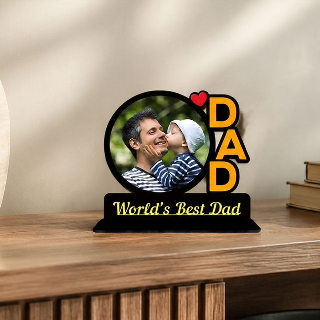Personalized Father Photo Stand | Special Photo Gift for Papa