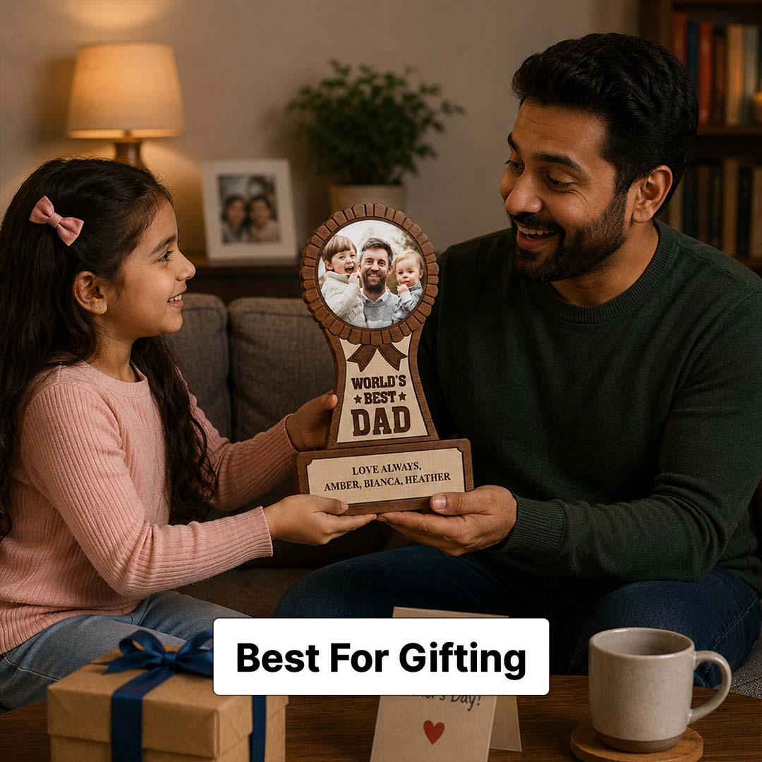 Personalized Father's Day Photo Trophy Custom Names and Family Picture Keepsake for Dad | Love Craft Gifts™