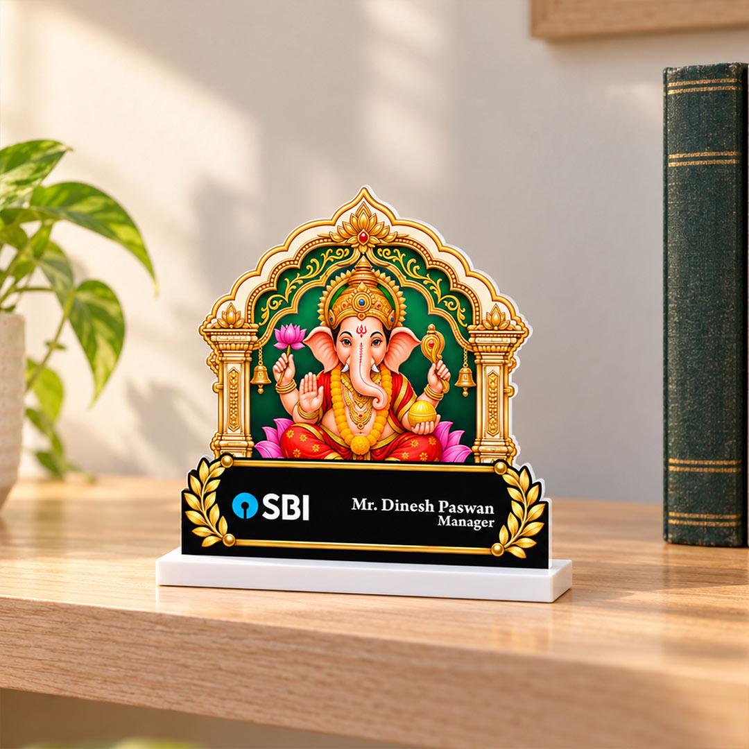 Personalized Ganesha Office Table Stand 6x6" | Employee & Client Gift | Love Craft Gifts™