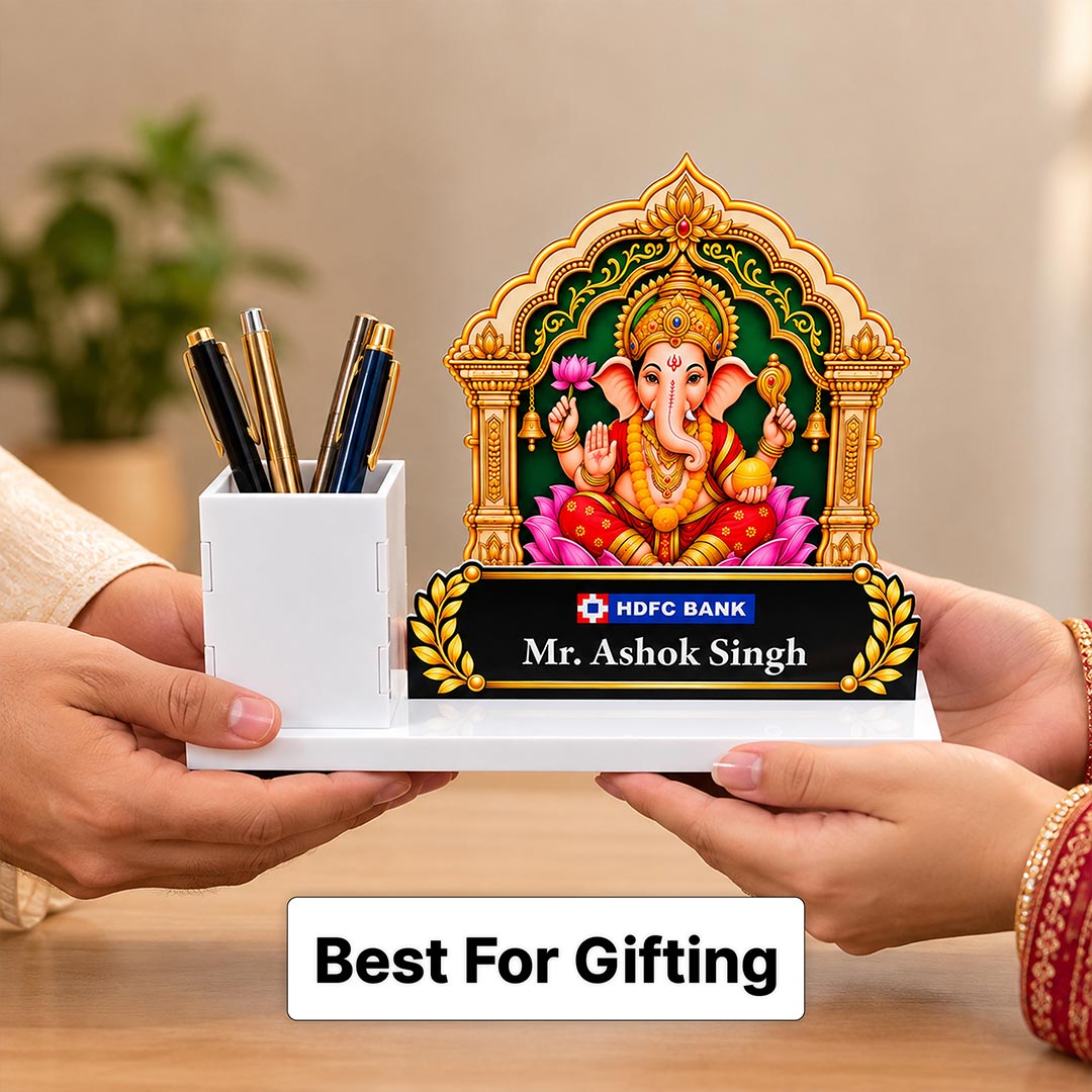 Personalized Ganesha Pen Stand for Clients & Employees | Diwali Gift
