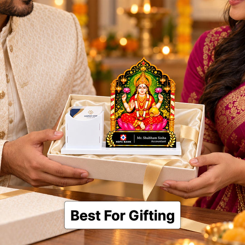 Personalized Goddess Lakshmi Business Card Holder 10x7" | Diwali Corporate Gift | Love Craft Gifts™