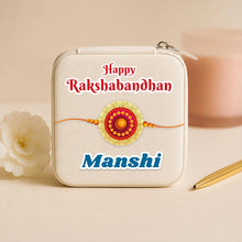 Personalized Happy Raksha Bandhan Name Jewellery Travel Case | Gift for Sister, Women & Girls | 16x11x5 cm