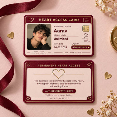 Personalized Heart Access Card with Photo & Name | Love Craft Gifts™