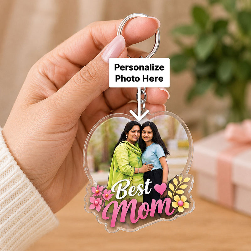 Personalized Heart Acrylic Photo Keychain for Mom | Birthday Gift | Love Craft Gifts™