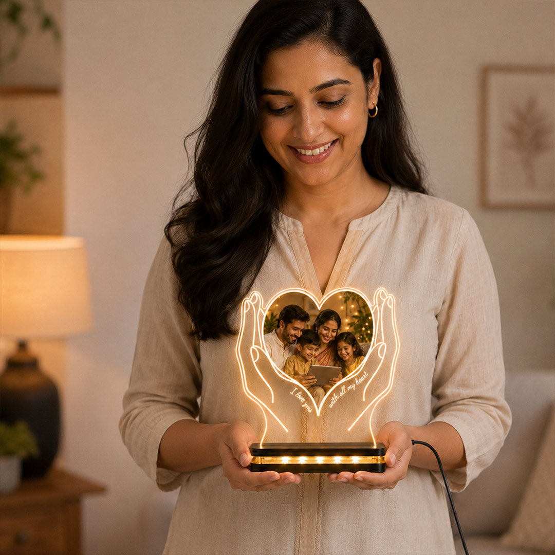 Personalized Heart Hands Family Lamp 6x8" | Custom Photo Gift for Family | Love Craft Gifts™