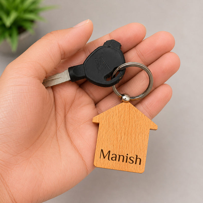 Personalized Housewarming Wooden Keychain | Custom Name Home Gift | Love Craft Gifts™