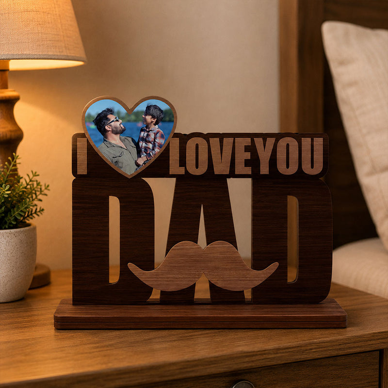 Personalized I Love You Dad Wooden Photo Frame | Custom Father Memory Gift - 6x5" | Love Craft Gifts™