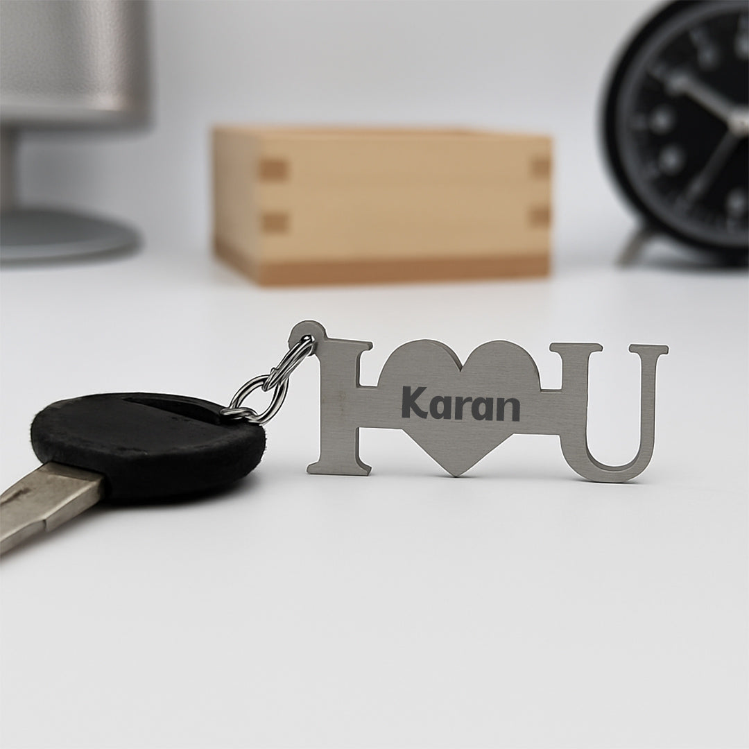 Personalized "I ❤️ U" Metal Keychain | Love Craft Gifts