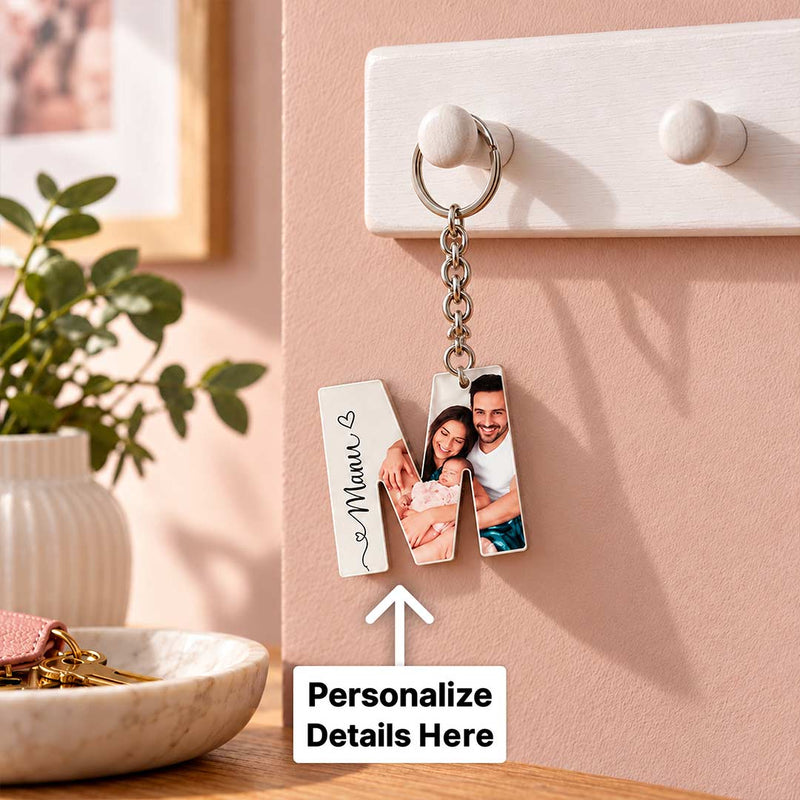 Personalized Initial Photo Keychain 2x3" | Custom Name & Family Photo Gift | Love Craft Gifts™