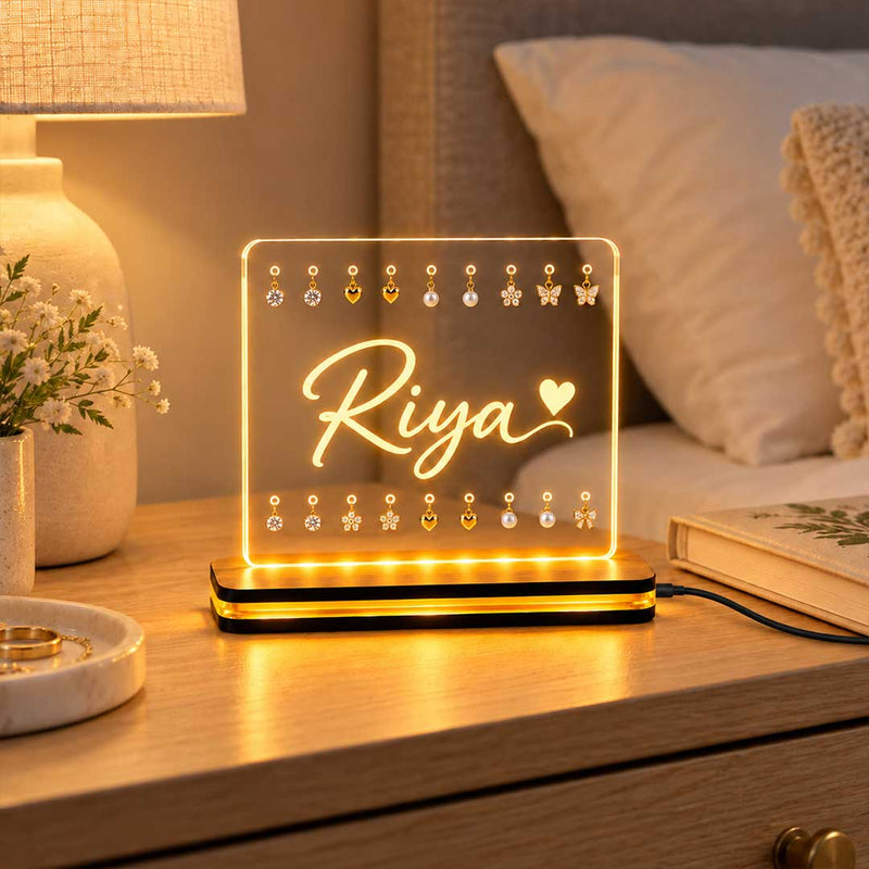 Personalized Jewellery Organizer Lamp 6x8" | Custom Acrylic Earring Holder for Girls | Love Craft Gifts™