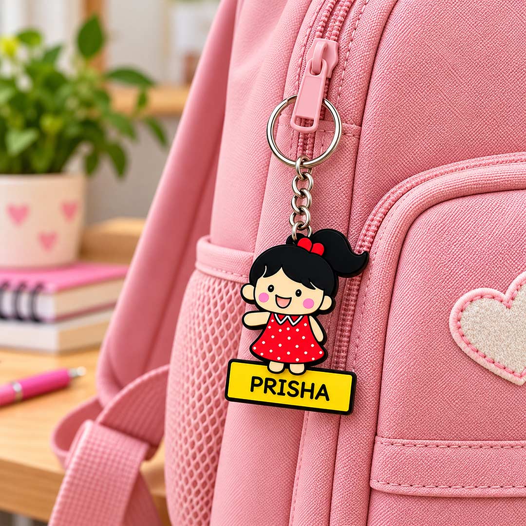 Personalized Kids Name Backpack Keychain 2x3" with Boy or Girl Character | Love Craft Gifts™
