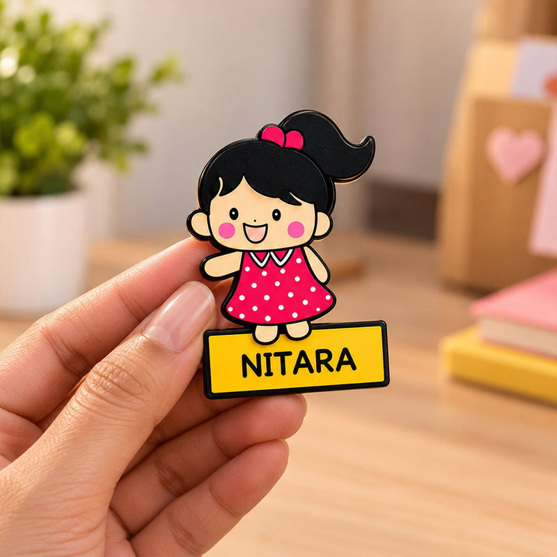 Personalized Kids Name Fridge Magnet 2x3" with Boy or Girl Character | Love Craft Gifts™