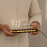 Personalized LED Name Plate for Advocate | Custom Lawyer Nameplate