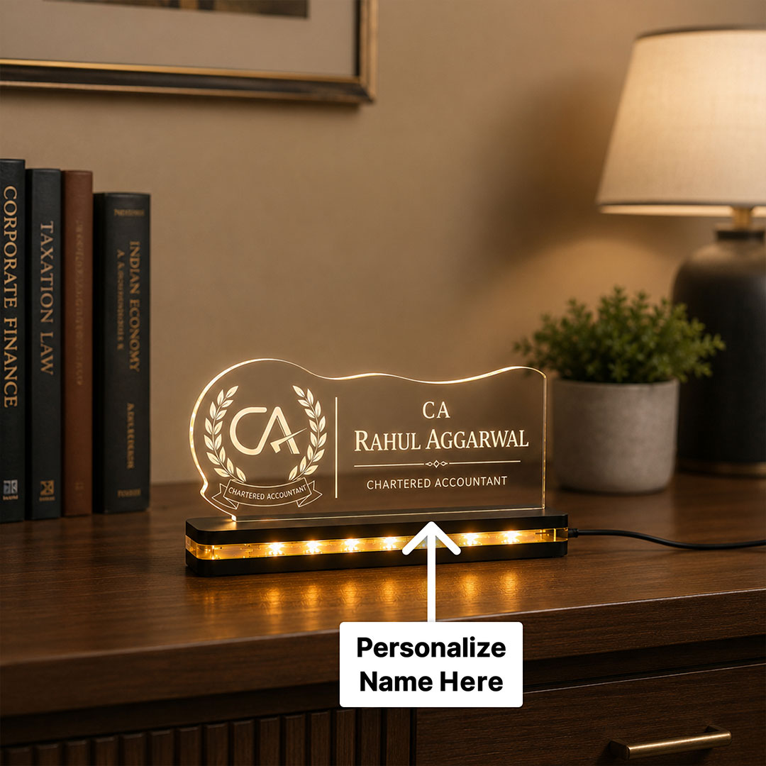 Personalized LED Name Plate for Chartered Accountant | Custom CA Name