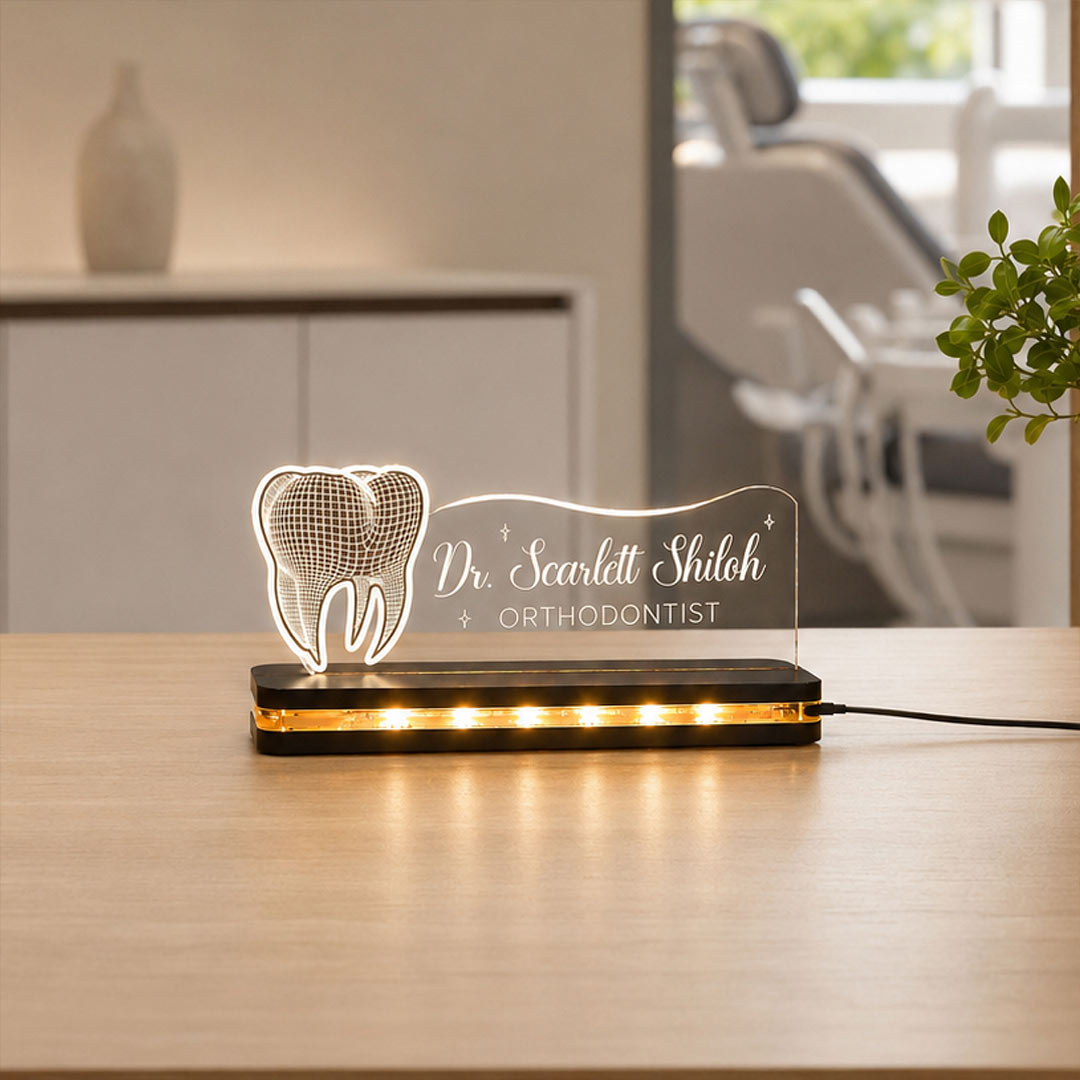 Personalized LED Name Plate for Orthodontist | Custom Doctor Nameplate