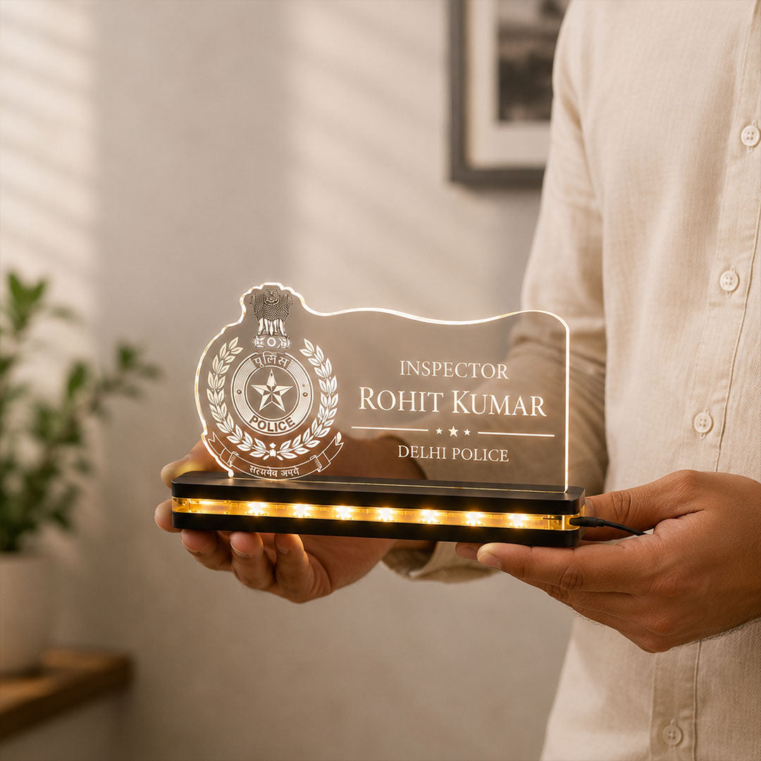 Personalized LED Name Plate for Police Officer | Custom Name & Rank