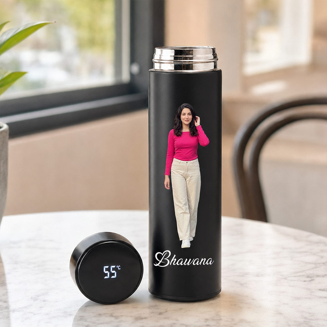 Personalized LED Temperature Bottle | Custom Name & Photo Bottle | Love Craft Gifts™