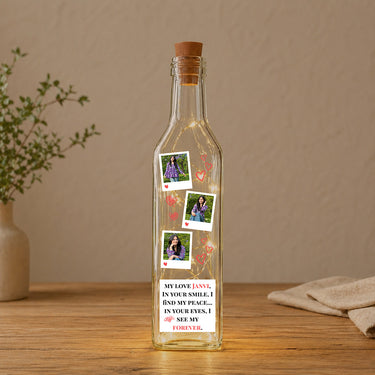 Personalized Photo Memory LED Bottle Lamp Gift with Custom Text for Couples – Romantic Decorative Bottle Light (Standard Gift Size) | Love Craft Gifts™