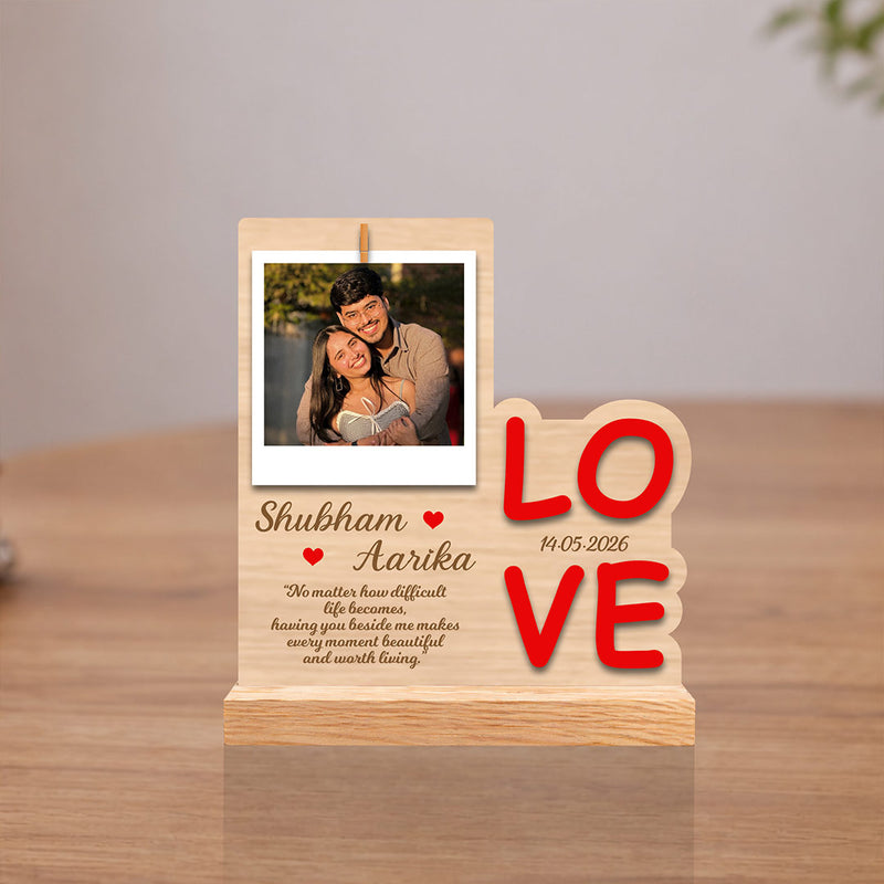Personalized Love Wooden Table Top Frame | Romantic Keepsake Gift for Couples 6x6"