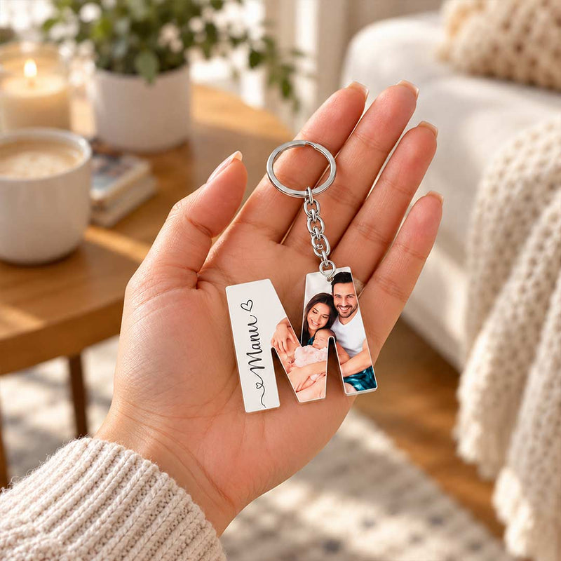Personalized Letter Photo Keychain 2x3" | Custom Family Memory Keepsake Gift | Love Craft Gifts™