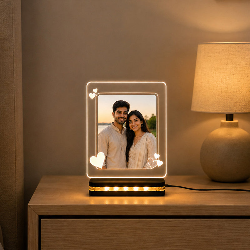 Personalized Love Photo LED Acrylic Lamp 6x8" | Custom Couple Heart Frame | Love Craft Gifts™