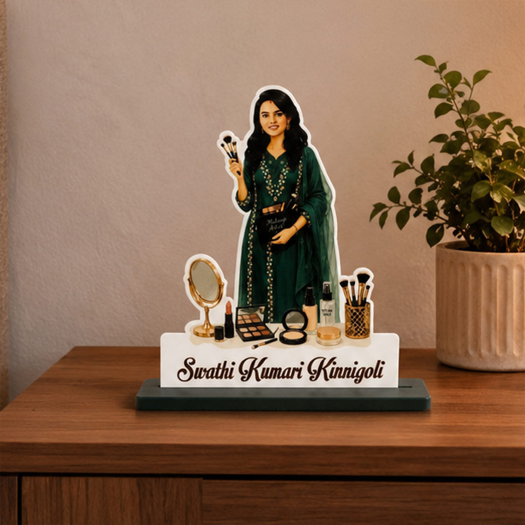 Personalized Makeup Artist Photo Cutout Stand 6x8" | Custom MUA Gift