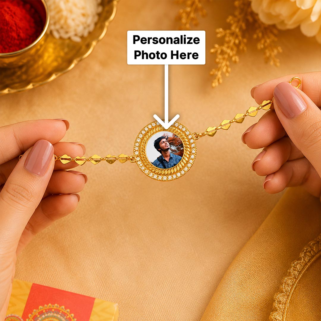 Personalized Memory Rakhi Custom Picture Rakhi Elegant Brother Gift | Love Craft Gifts™