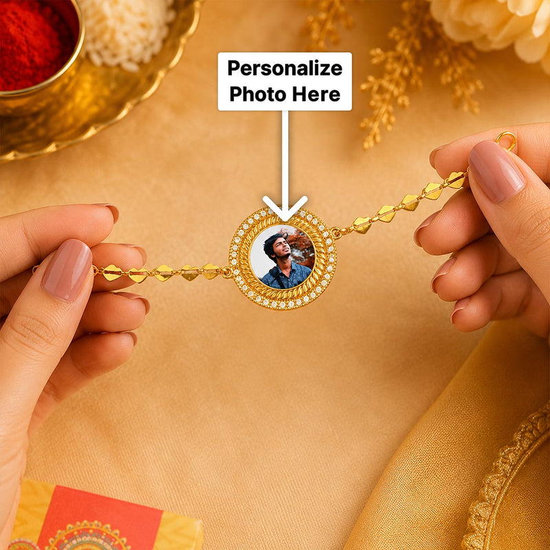 Personalized Memory Rakhi Custom Picture Rakhi Elegant Brother Gift | Love Craft Gifts™