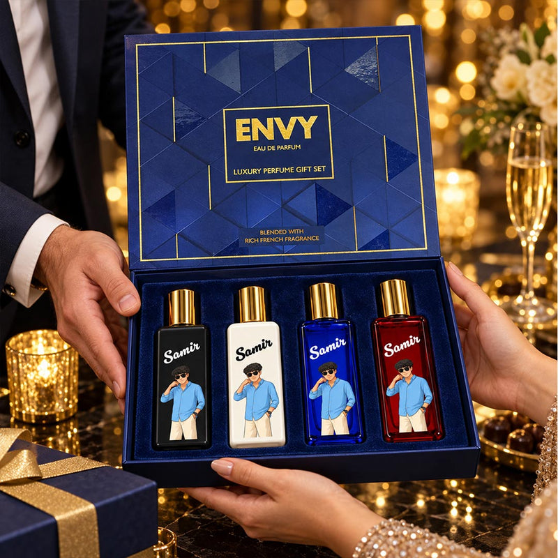 Personalized Men’s Perfume Set 4x20ml | Custom Photo & Name Bottles | Love Craft Gifts™
