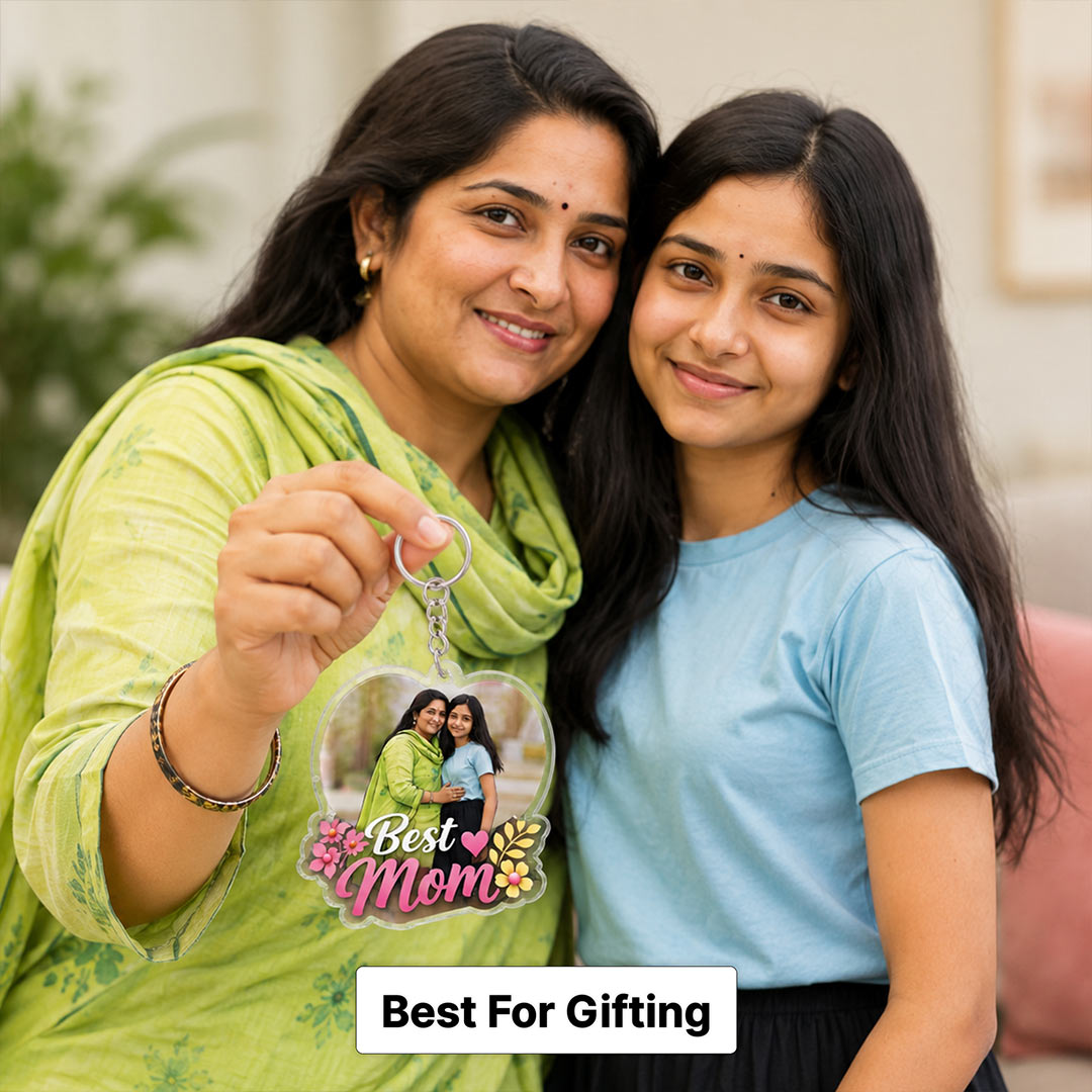Personalized Mom Photo Keychain | Custom Acrylic Heart Keyring | Mother's Day Gift | Love Craft Gifts™