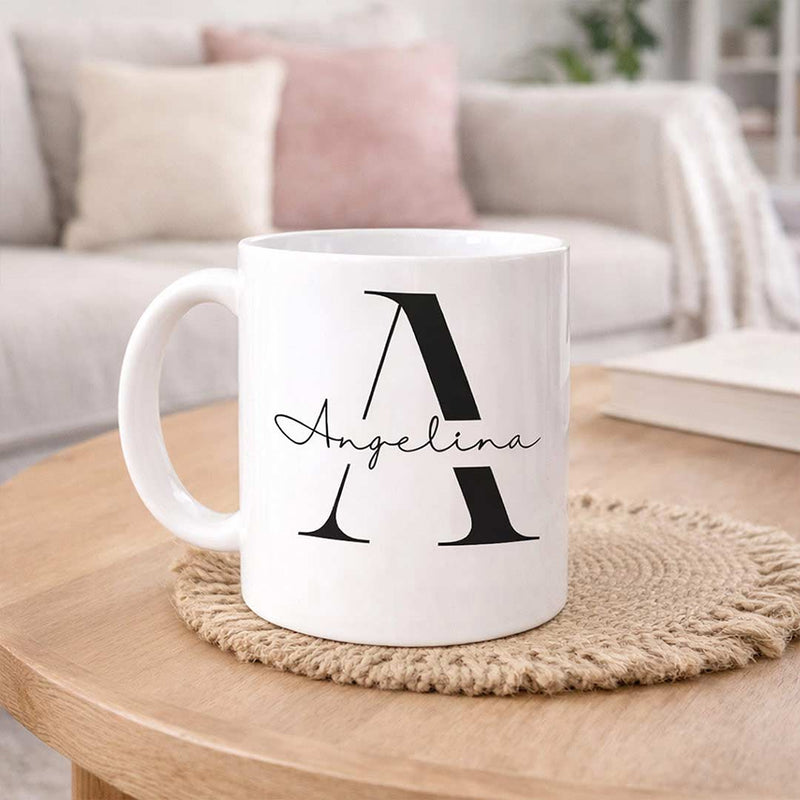 Personalized Monogram Ceramic Mug | Custom Name & Initial | Love Craft Gifts™