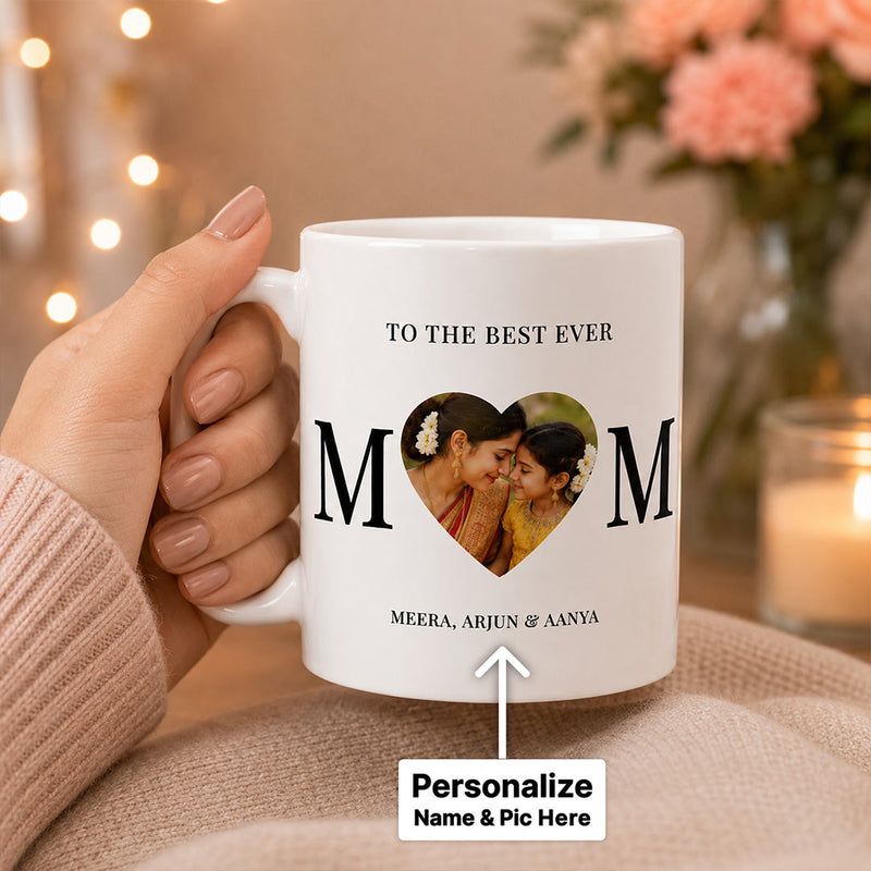 Personalized Mother's Day Mug with Family Photo | Custom Name Coffee Mug for Mom | Love Craft Gifts™