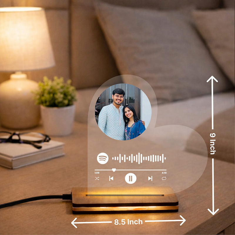 Personalized Music Plaque LED Lamp | Custom Spotify Photo Night Light for Boyfriend & Girlfriend | Love Craft Gifts™