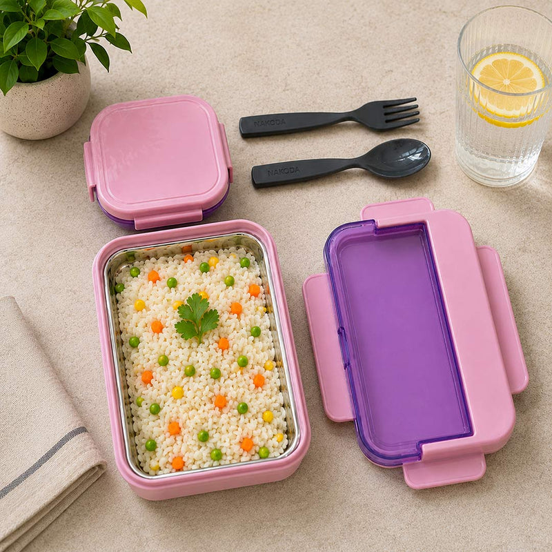 Personalized Nakoda Punch Lunch Box DLX with Custom Name | PU Insulated Leak-Resistant Steel Tiffin Gift for Kids & Office Use - 600ml | Love Craft Gifts™