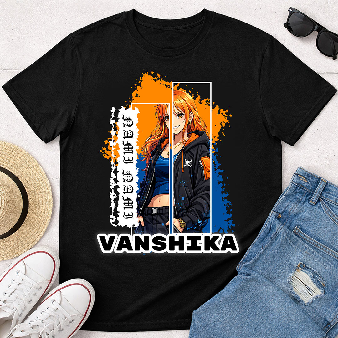 Personalized Nami Anime Name T-Shirt for Women – Custom Printed Black Tee | Love Craft Gifts