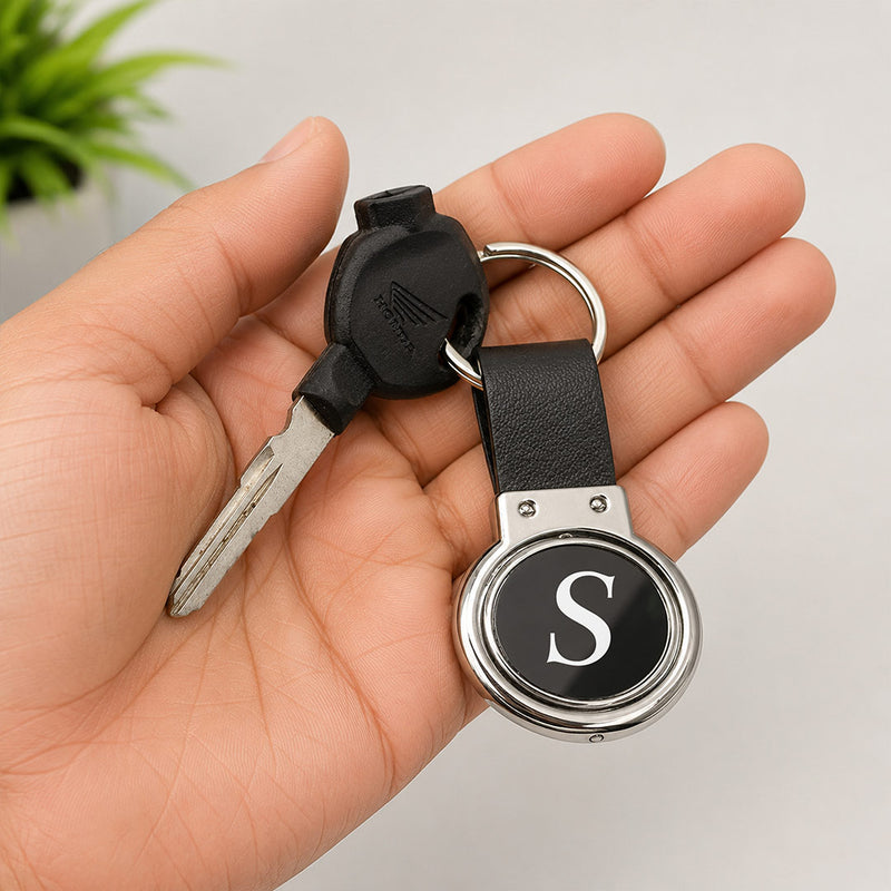 Personalized PU Leather Metal Keychain | Custom Initial & Name Key Holder | Love Craft Gifts™