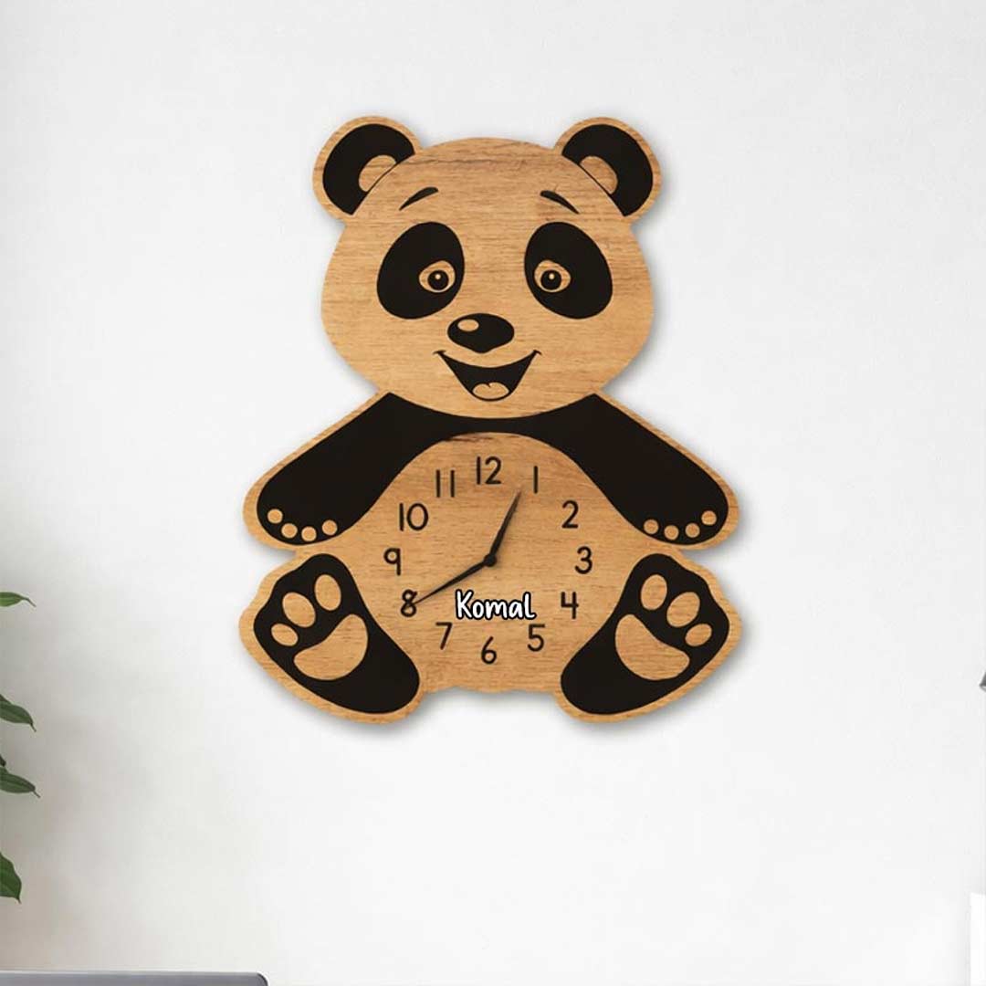 Personalized Panda Name Wall Clock 8×10" | Cute Kids Room Décor | Love Craft Gifts™