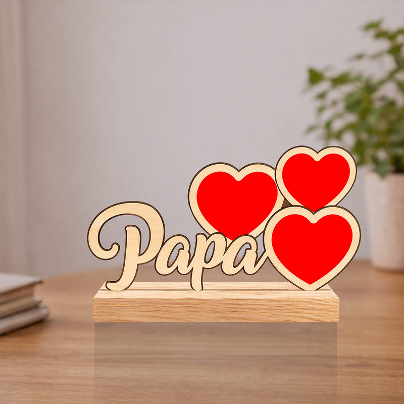 Personalized Papa Wooden Photo Frame with Custom Photos | Emotional Gift for Father, Dad & Family Keepsake - 9.5x5" | Love Craft Gifts™