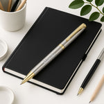 Parker Folio Stainless Steel Gold Trim Ball Pen - Personalized | Love Craft Gifts