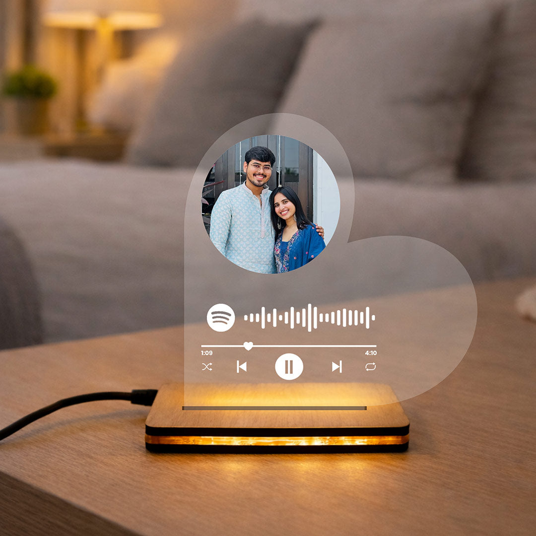 Personalized Photo Music LED Lamp | Custom Spotify Style Acrylic Light for Anniversary & Wedding Gift | Love Craft Gifts™